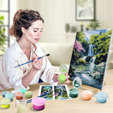 JOOZ Paint by Numbers Kit for Adults with Frame, Landscape Paint by Number with Easel, Mountain Waterfall Paint by Number Canvas, DIY Landscape Oil Painting Kit for Home Wall Decor 8x12 Inch JOOZ