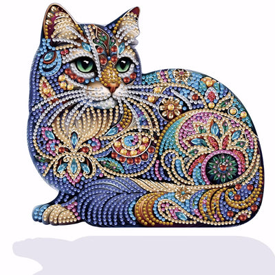 Yanfairy Tabletop Diamond Art Kits for Adults - Cat Diamond Painting Figurines Ornaments, DIY 5D Diamond Art Statues Diamond Dots Sculpture Special Shaped Paintings with Diamonds Gem Art and Crafts