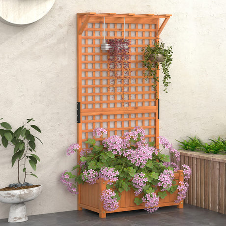 Giantex Raised Garden Bed with Trellis & Roof, 72.5" Wooden Garden Bed, High Trellis for Plant Flower Climbing Pot Hanging, Indoor & Outdoor Planter Box for Yard, Garden, Balcony Giantex