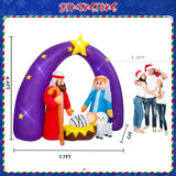 8FT FUN LITTLE TOYS 2024 Nativity Scene Christmas Inflatable with LED Lights for Outdoor Yard Decoration FUN LITTLE TOYS