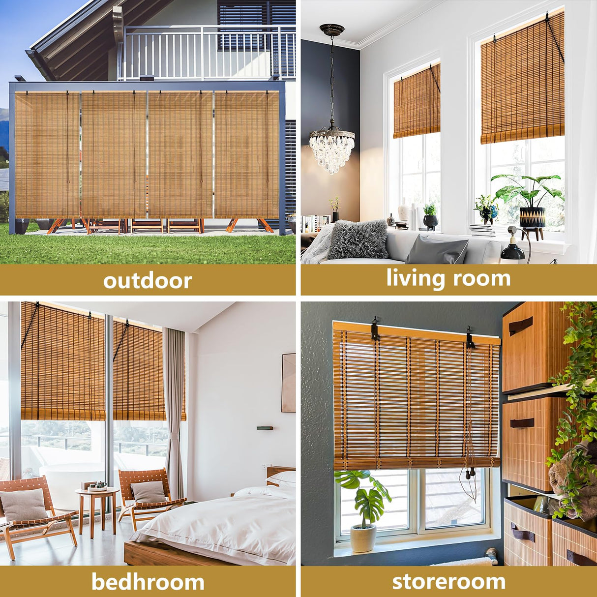 IMSGVIFO Bamboo Blinds,UV Protection Bamboo Roll Up Shades,Easy to Install Blinds for Interior Windows,Roman Curtains Shades for Indoor Windows Outdoor,Carbonized, 36x72 Inch IMSGVIFO