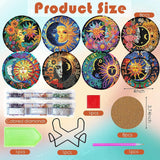 ijbnhd 8 Pcs Sun & Moon Diamond Art Coasters with Holder-DIY Sun & Moon Diamond Painting Coasters 5D Art Coaster with Cork Pads for Adults for Holiday Gift ijbnhd