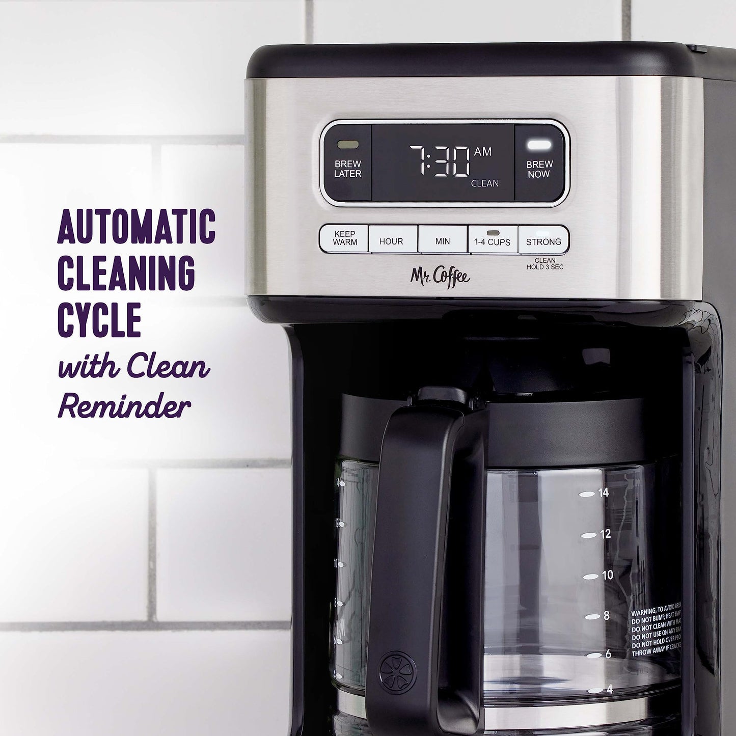 Mr. Coffee 14 Cup Programmable Coffee Maker, Stainless Steel