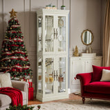 CKEASEAN Curio Cabinet 71" Lighted Glass Display Cabinet, Display Curio Cabinet with Adjustable Glass Shelves Vintage, China Cabinet Light Bulb Included, Curio Storage Cabinet with 6 Shelves (White) CKEASEAN
