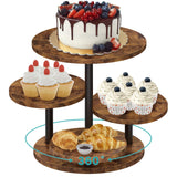 ELITEROO 4 Tier Round Cupcake Tower Stand for 50 Cupcakes, Wooden Rotatable Cake Stands with Tiered Tray, Farmhouse Wood Dessert Display Platter for Birthday Graduation Baby Shower Wedding Tea Party ELITEROO