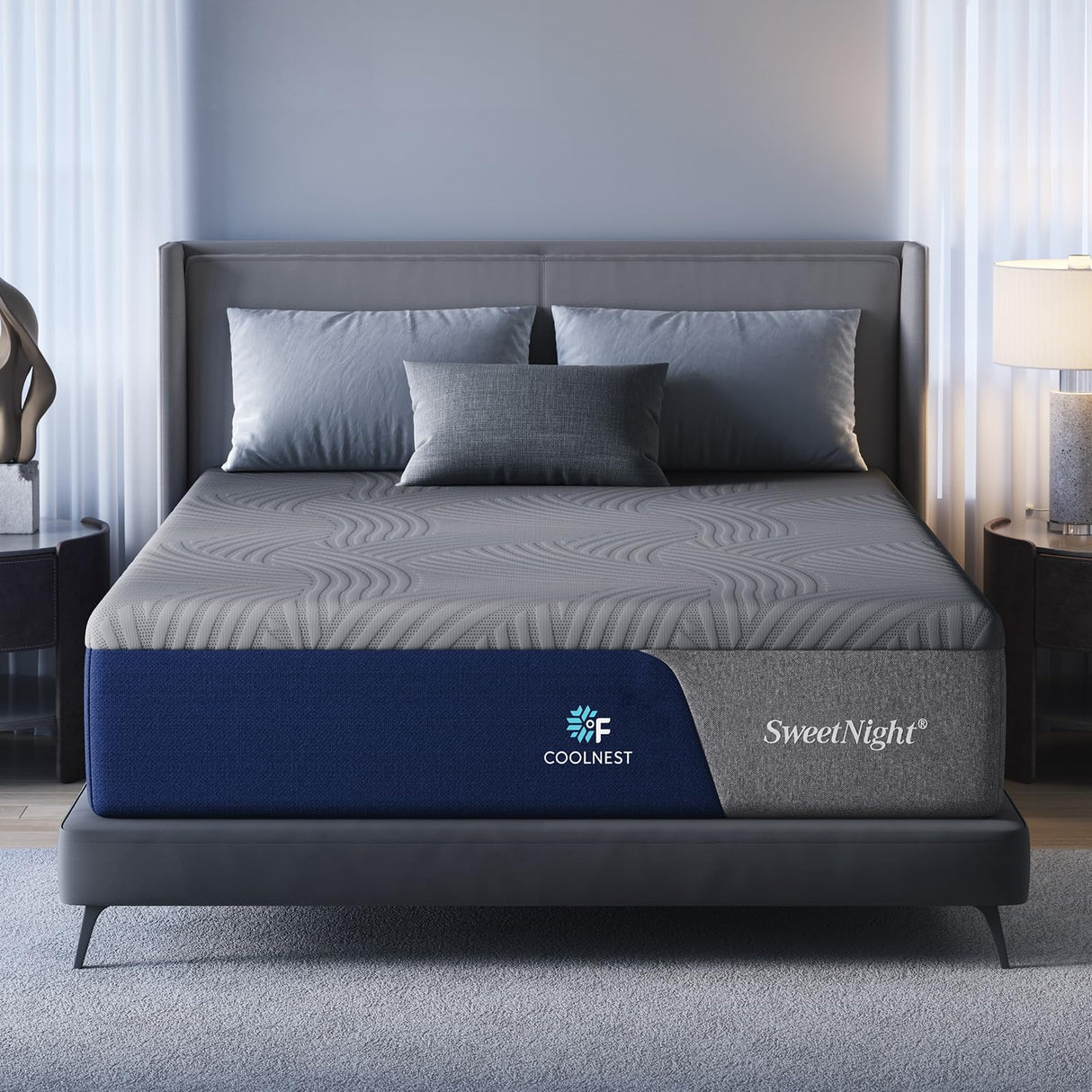 Sweetnight CoolNest 14 Inch King Size Mattress, Cooling Gel King Memory Foam Mattress for Cool Night Sleep, 5-Zone Ergo Support for Pressure Relief, Medium Firm, CertiPUR-US Certified Sweetnight