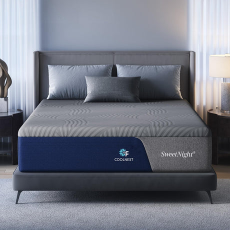 Sweetnight CoolNest 14 Inch King Size Mattress, Cooling Gel King Memory Foam Mattress for Cool Night Sleep, 5-Zone Ergo Support for Pressure Relief, Medium Firm, CertiPUR-US Certified Sweetnight
