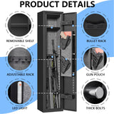 ANXINWEI Gun Safe, 2-3 Fingerprint Gun Cabinet with Anti-Theft Alarm, 180° Door Open Quick Access Biometric Rifle Safes for Home, Long Gun Safe Locker with Removable Shelf, Shotgun Safe with LED Light ANXINWEI