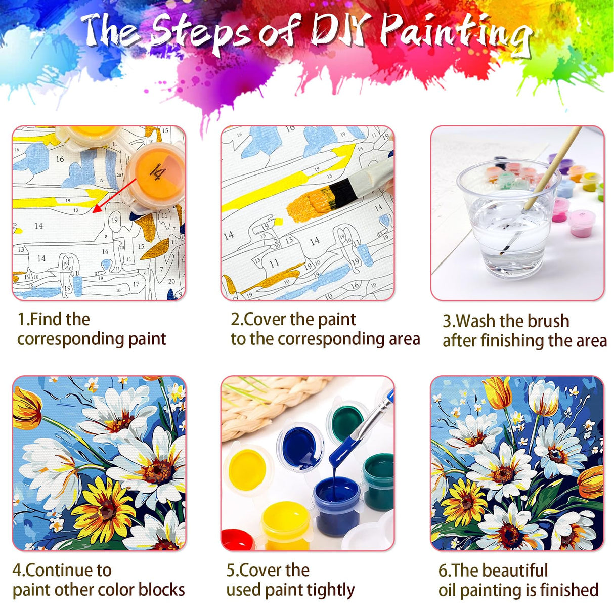 ZTOTZ Sunflower Paint by Numbers kit for Adults, Sunflower Paint by Numbers Adults Canvas Without Frame, DIY Flower Painting by Numbers for Gift Home Wall Decor(16x20inch) ZTOTZ