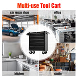 TANKSTORM Tool Chest Heavy Duty Cart Steel Rolling Tool Box 5 Drawer Cart (TZ35-BK) TANKSTORM