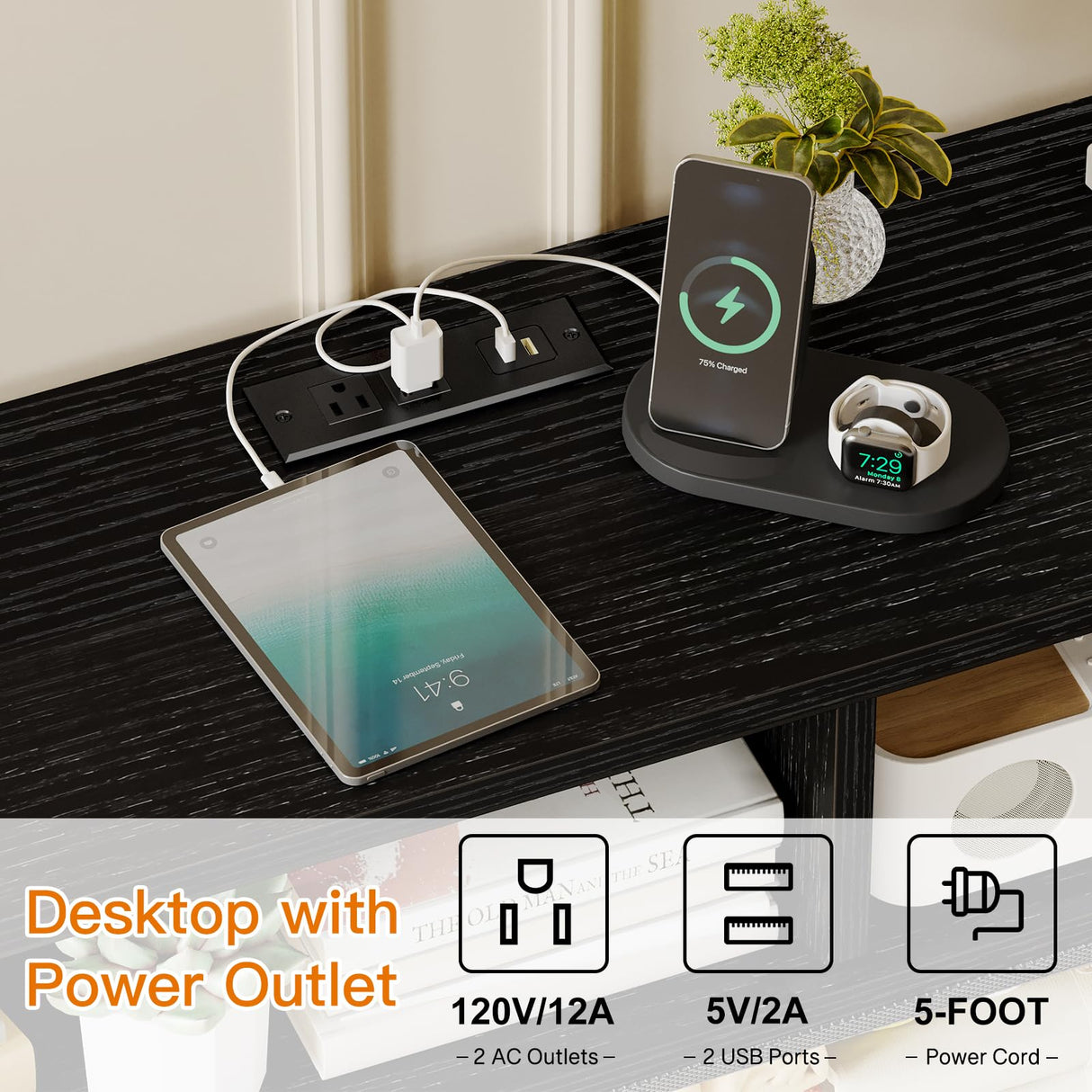 Fixwal Black Dresser for Bedroom with Power Outlets and LED Lights, 55 Inch Drawer TV Stand with 7 Fabric Drawers, TV Stand for Bedroom Up to 65 Inch TV, Chests of Drawers for Bedroom Black Fixwal