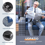 UDPATIO 13 Piece Patio Furniture Set with Fire Pit Table, 8''Wide Armrest Modular Rattan Outdoor Sectional Sofa Set,Wicker Patio Conversation Sets for Backyard,Deck w/ 4'' Cushions,Cover(Grey/Blue) UDPATIO