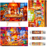 Small Jigsaw Puzzles for Adults 150 Pieces Kitchen Puppy & Kitten Mini Jigsaw Puzzles Challenging Mini Puzzles Tiny Jigsaw Puzzles 6 x 4 Inches, 3 Pcs,Mini Easel Included BJscoe