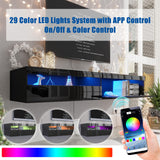 ANTISTA Floating TV Stand with Led Lights, 71 inch Wall Mounted TV Shelf with Power Outlet, Modern Entertainment Center Media Console with Storage Cabinet, Up to 80 Inch TVS, Black ANTISTA