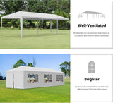 Generic Party Tent 10'x30' Patio Tent Outdoor Canopy Shelter with 8 Removable Side Walls (10' x 30' with 8 Side Walls) White Ge-726 WoodArtSupply