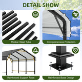 JAMFLY 12X15 FT Carport, Heavy Duty Carport Canopy with Galvanized Steel Roof and Frame, Metal Carport Upgraded Extra Large Garage for Pickup, Boat, Car and Tractors JAMFLY