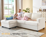 VanAcc 89 Inch Reversible L Shape Sofa, Convertible Sofa with Storage, L Shape Couch with Chaise, Comfy Couches for Living Room, White Bouclé VanAcc