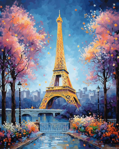 SVINOILER Paint by Numbers Paris Tower for Adults, Acrylic Oil Painting by Numbers Kits for Beginner with Paintbrushes Brushes Paintwork Art Canvas for Home Decor 16x20 inch
