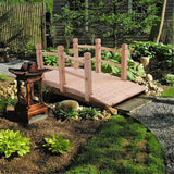 Koopee LEEXCCOS Higher Quality & Stronger Wooden Garden Bridge for Outdoors 5ft, More Durable Landscape Arch with Safety Railsm, 500lbs Capacity Decorative Pond Bridge (Natural Wood) Koopee