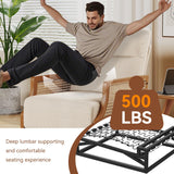 Aklaus Mid Century Accent Chair with Rattan Armrest, Upholstered Living Room Chairs Lounge Fabric Reading Chairs Side Sitting Farmhouse Chair for Living Room, Bedroom, Balcony, Beige Aklaus