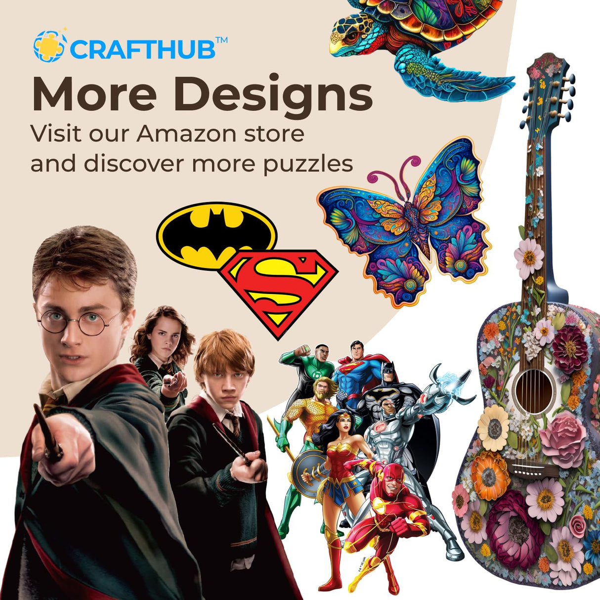 Crafthub Harry Potter Wooden Puzzles for Adults – A3 Size with 155 Pieces Wood Puzzles – Hogwarts Castle – Jigsaw Puzzles with Unique Shapes – 10.8" x 11.9" CRAFTHUB