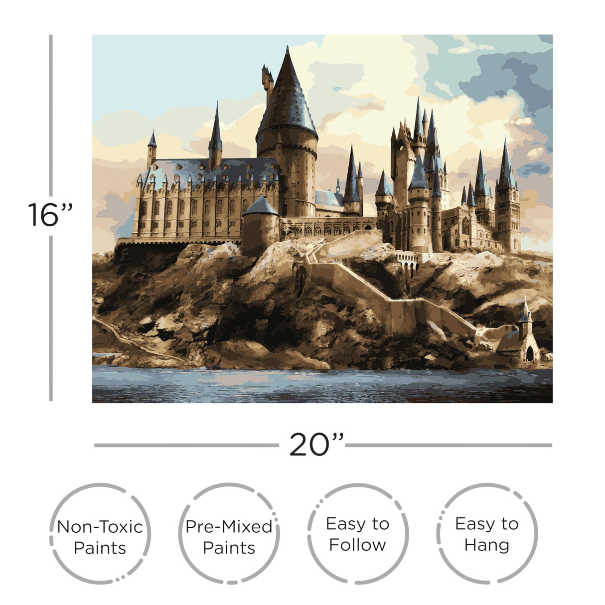 AQUARIUS Harry Potter Hogwarts Art by Numbers - 16 x 20 inches Harry Potter Themed Paint by Number for Adults & Kids - DIY Color by Number Paint Kit for Beginner - Officially Licensed AQUARIUS