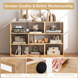 Tangkula 6 Cubes Bookcase, 2-Piece Separable Floor Standing Open Horizontal Bookshelf, Multifunctional Display Storage Shelf for Living Room Study Office (Natural, 6-Cube) Tangkula