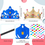 JOELELI 31pcs Crown Craft for Kids, 24pcs Foam Princess Tiara Crowns with Gem Diamond Tattoo Sticker- Make Your Own Queen King Crown Hat for Boys Girls, DIY Craft Princess Party Suppies Hats JOELELI