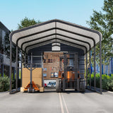 EROMMY 10x25 FT Carport Storage Shed 2-in-1, Heavy Duty Car Port with Galvanized Metal Frame, Base-Reinforced Enclosed Storage Shelter, Extended Coverage for Trucks, Cars & All Vehicles, Gray EROMMY