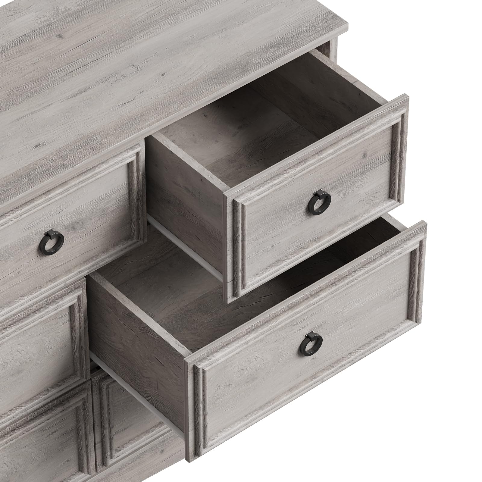 Modern 10 Drawer Dresser, Dressers for Bedroom, Chest of Drawers Closet Organizers and Storage Clothes - Easy Pulls Handle, Textured Borders Living Room, Hallway, Gray - WoodArtSupply