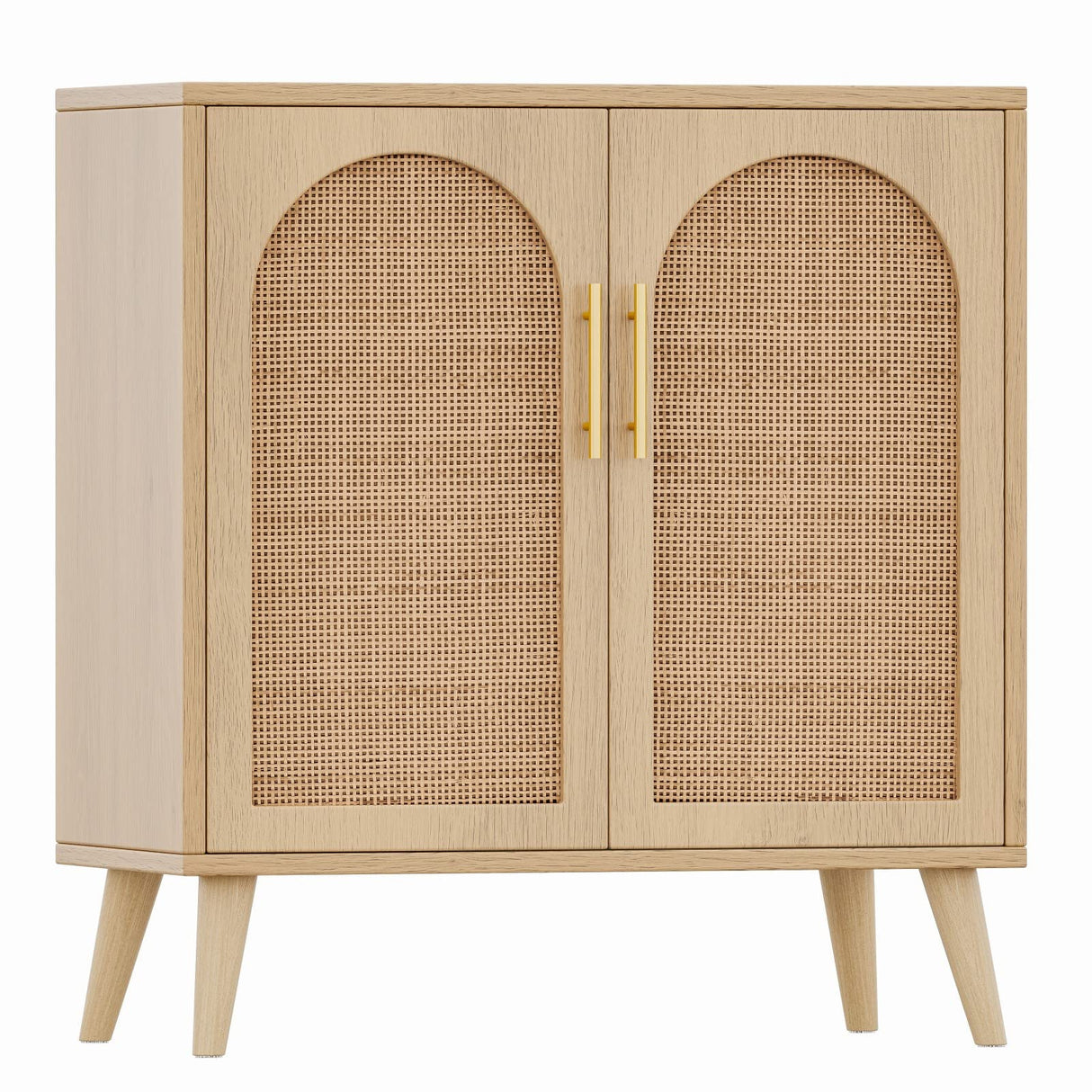 Rovaurx Rattan Storage Cabinet with Doors, Accent Bathroom Floor Cabinet, Modern Sideboard Buffet Cabinet for Living Room, Entryway, Dining Room and Kitchen, Natural BMGZ108M Rovaurx