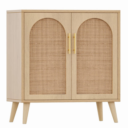 Rovaurx Rattan Storage Cabinet with Doors, Accent Bathroom Floor Cabinet, Modern Sideboard Buffet Cabinet for Living Room, Entryway, Dining Room and Kitchen, Natural BMGZ108M - WoodArtSupply