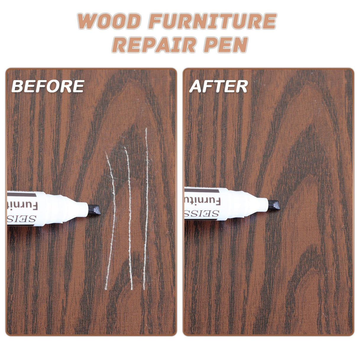 SEISSO Furniture Repair Kit - Set of 42 - Wood Repair Kit Wood Fillers, Furniture Scratch Repair Markers and Wax Sticks with Scraper, Brushes, for SEISSO