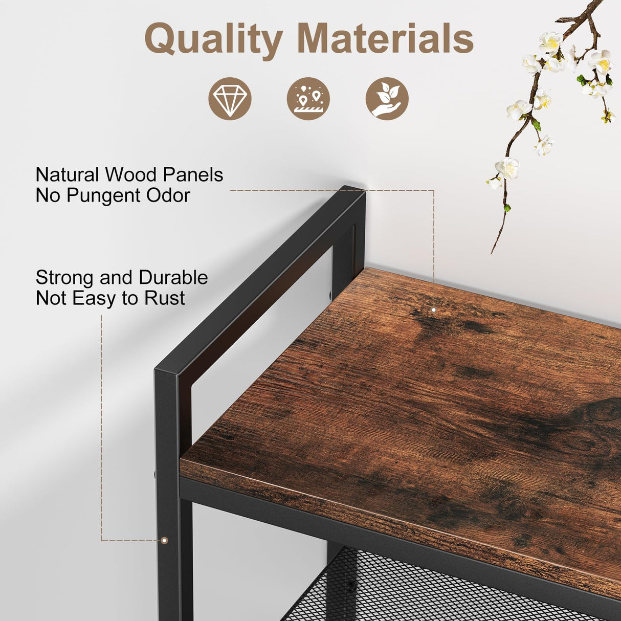 Refrze Shoe Rack for Front Door Entrance, 4 Tier Height-Adjustable Metal Shoe Rack, Sturdy Wooden Top and Tiltable Steel Frame Heavy Duty Shoe Organizer for Bathroom,Bedroom,Kitchen，Include Hook Refrze