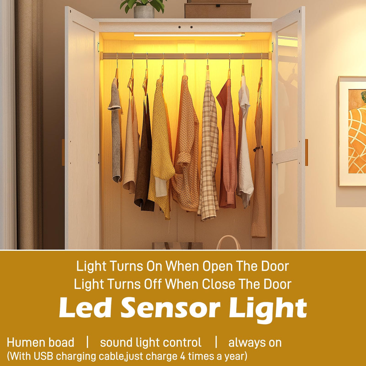 2 Doors Armoire Wardrobe Closet with LED and Mirror,71" H Freestanding Wooden Wardrobe Closet Cabinet for Bedroom w 2 Drawers,Wooden Clothing Storage Cabinet w Hanging Rod,Closets for Bedroom(White) chartustriable