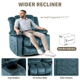 HOMYEDAMIC Recliner Chair Rocker Modern Ergonomic Lounge 360 Degree Swivel Single Sofa Seat Living Room Lounge Recliners (360 Swivel, Blue Green-A - Flannel) HOMYEDAMIC