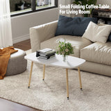 WOHOMO Folding Coffee Table White Small Coffee Tables for Living Room Portable Simple Modern Center Table for Small Spaces, No Assembly, 31.5 * 15.7 * 17.7IN, White Htp WOHOMO