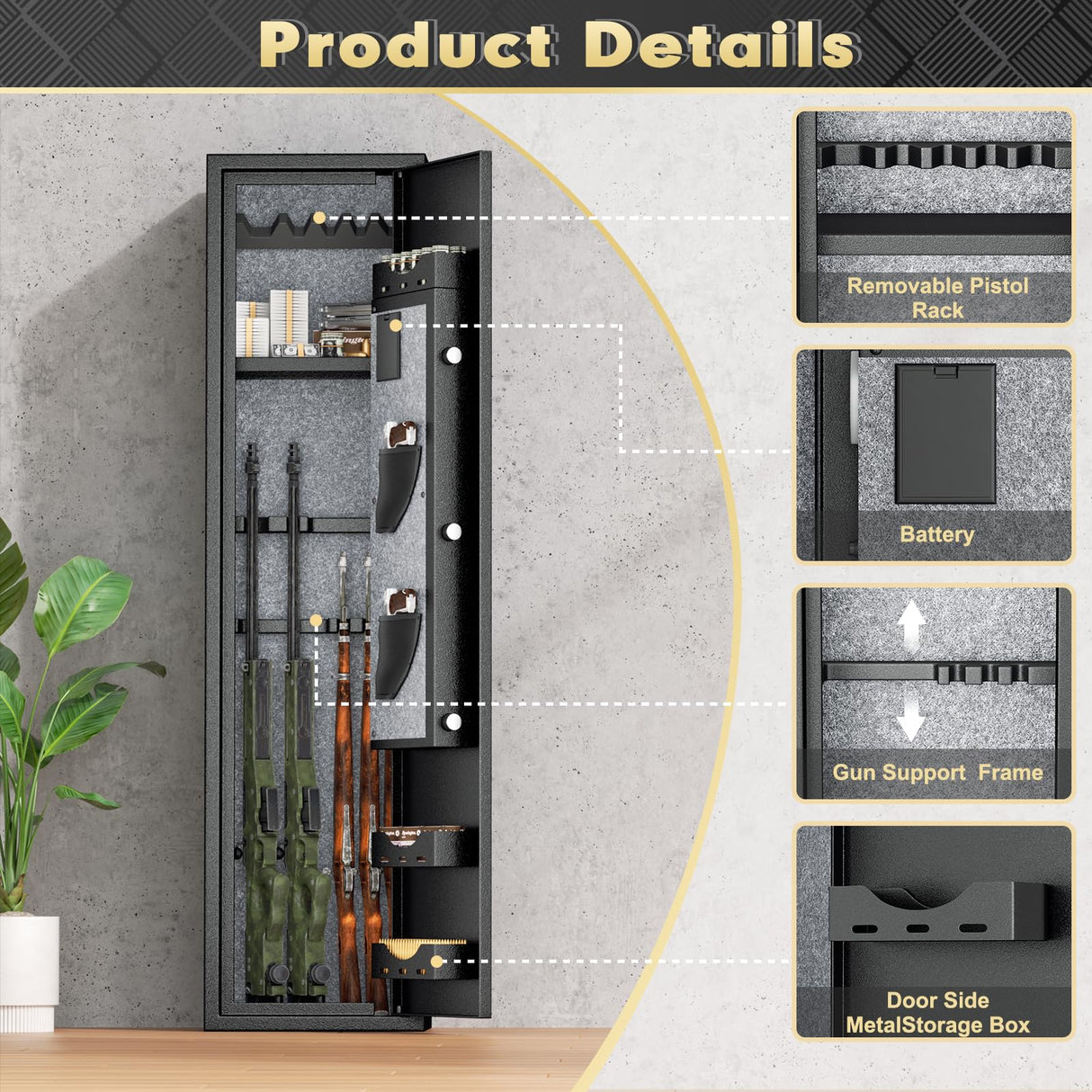 INTERGREAT 4-6 Gun Safes,Gun Safe for Rifles and Pistols,Shotgun Rifle Safe,Gun Safes for Rifle and Shotguns,with Digital Keypad/Removable Shelf for Rifles Safes INTERGREAT