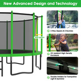 YORIN Tranpoline 16FT Tranpoline for Kids 1500LBS Tranpoline with Basketball Hoop, Enclosure Net, Back Yard Outdoor Recreational Tranpolines with Light, Sprinkler, Socks, Amazing Green YORIN
