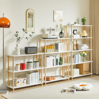 IBUYKE Modern 5-Tier Freestanding Wooden Bookcase - Stylish Multi-Purpose Organiser in White - WoodArtSupply