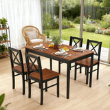 Tangkula 5-Piece Mid-Century Modern Dining Table Set for 4, Wooden Kitchen Table and Chairs, Compact Rubber Wood Dining Room Set for Small Spaces, Kitchen & Living Room Tangkula