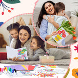Motipuns 24 Sets Mother's Day Card Making Kits DIY Mothers Tissue Flower Paper Craft Make Your Own Mom Greeting Card Making Kit for Mother's Day Gift Party Decor Fun Home Activities Motipuns