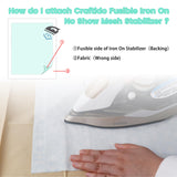 Craftido Fusible Iron on No Show Mesh Machine Embroidery Stabilizer Backing 12" x 10 Yd roll - Light Weight 1.8 oz for Machine Embroidery and Hand Sewing craftido