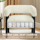 Yaheetech Corduroy Barrel Accent Chair Set of 2, Modern Upholstered Armchair with Solid Wood Legs, Cozy Leisure Chair with Pocket Coiled Seat for Living Room, Bedroom, Reading Nook Beige Yaheetech