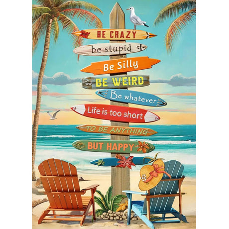 puonidwo Tropical Beach Diamond Art Kits for Adults, Colorful Surfboard 5D Diamond Painting Kits for Beginners, Home Decor 12x16 inch puonidwo