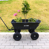 BILT HARD 4 Cu.Ft. 10" No-Flat Tires Poly Yard Dump Cart with 180° Rotating Handle, 600 lbs Capacity Heavy Duty Garden Carts and Wagons BILT HARD