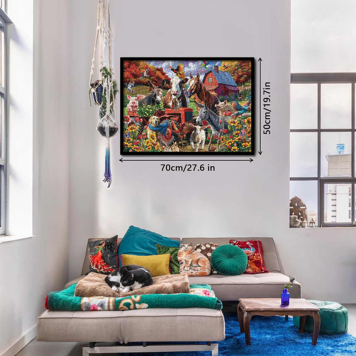 Funny Farm Puzzle Fall Puzzles 1000 Pieces for Adults, Autumn Animal Jigsaw Puzzles Dog, Fantasy Colorful Jigsaw Puzzle Family Collage Puzzles for Challenging BBOLDIN