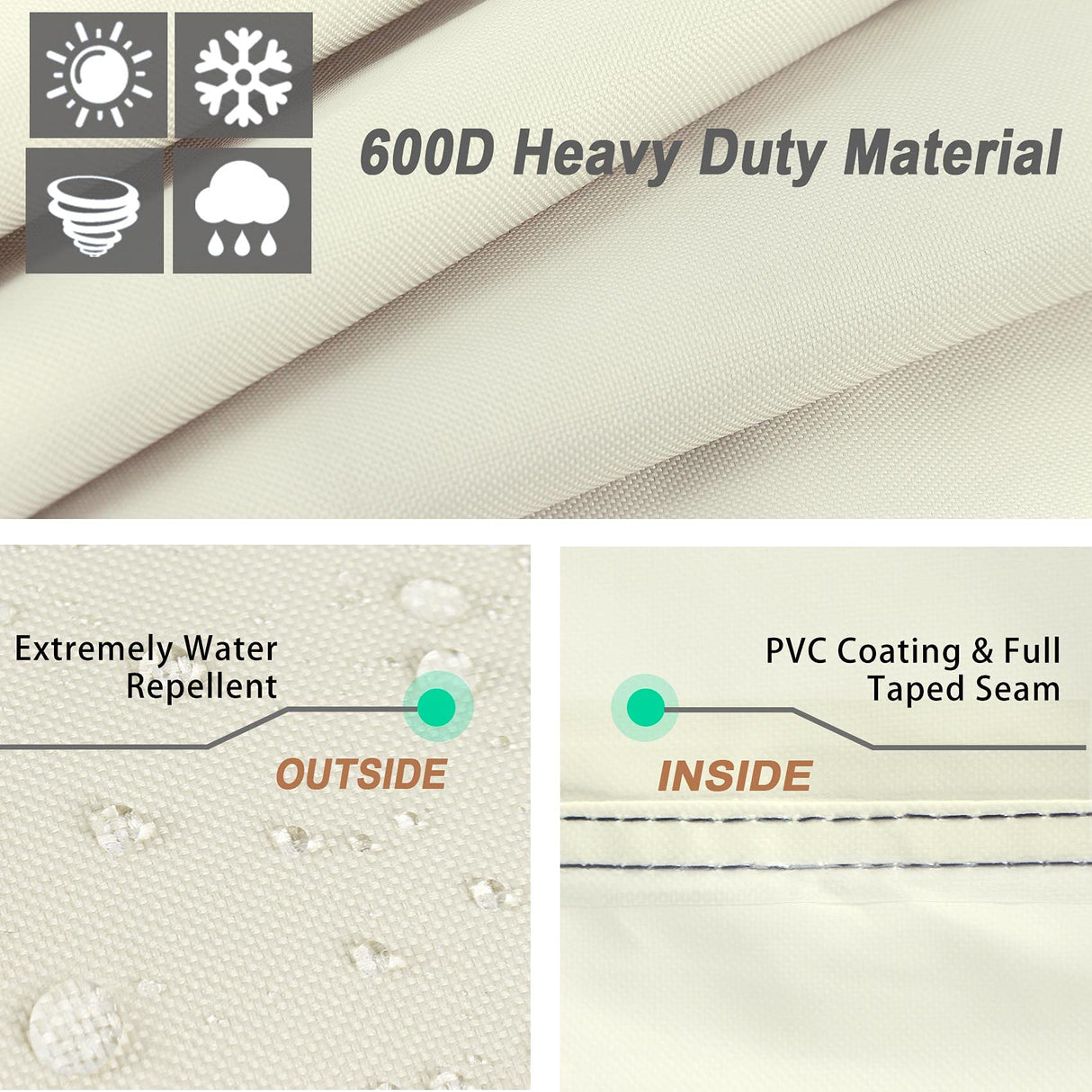 NettyPro Gas BBQ Grill Cover 56 Inch Waterproof 600D Heavy Duty Outdoor Barbecue Cover for Char-Broil, Brinkmann, Nexgrill Grills and More, Beige NettyPro