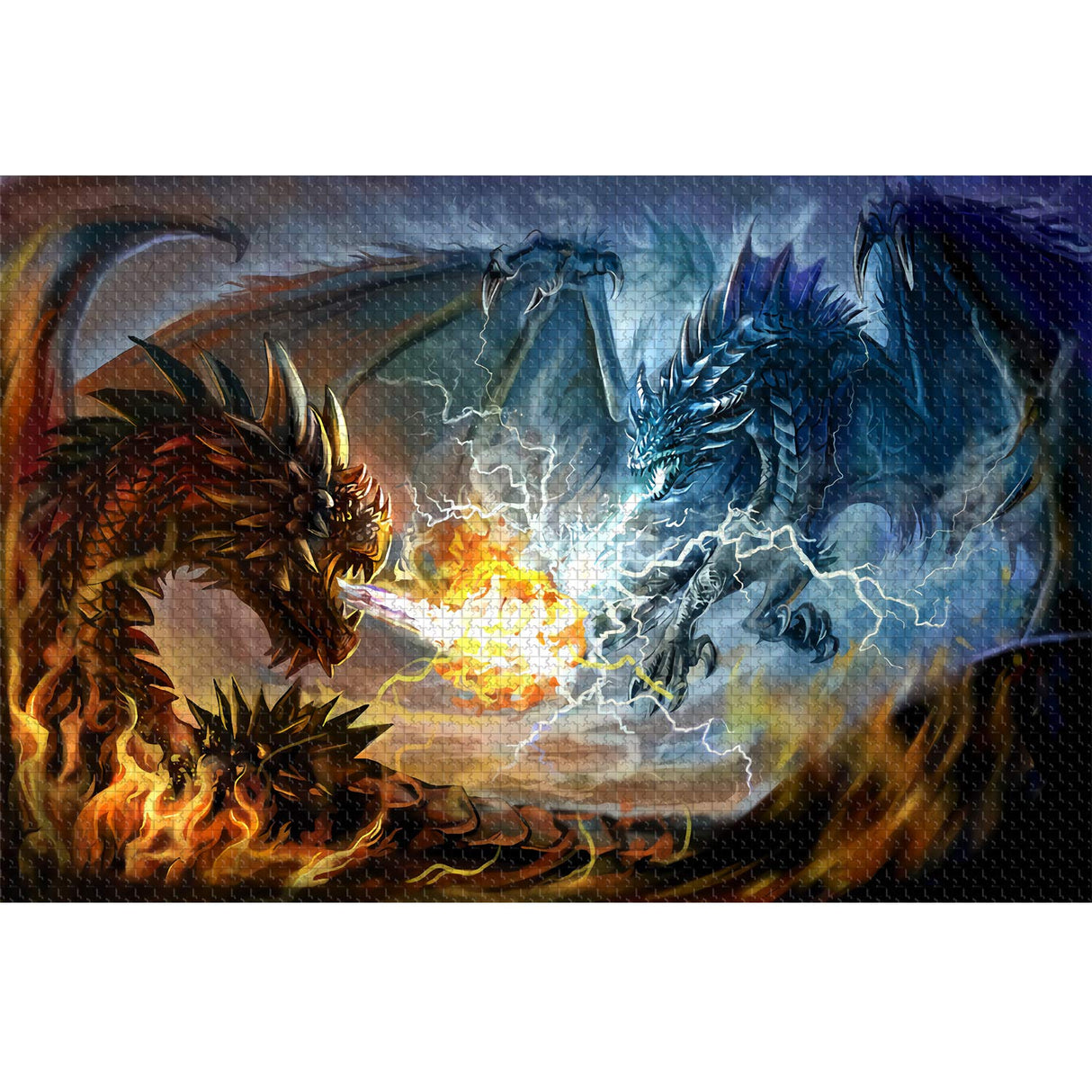 Puzzles for Adults 1000 Piece Jigsaw Puzzles Fire Dragon and Electric Dragon Fight Puzzle Game for Indoor Activity Family Game Toy Gifts (27.5"x 19.7") najiaxiaowu