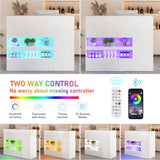 55" Reception Desk with LED Lights Power Outlets,L-Shaped Modern Front Desk Reception Room Table with Cable Grommet,Lockable Drawers,Retail Checkout Counter for Lobby,Salon,Home Office Desk,White Hlivelood